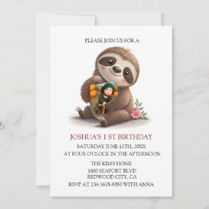 Niedlich Sloth Birthday Einladung