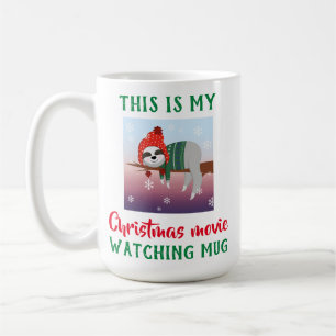 Niedlich Sloth Christmas Movie Watching Kaffeetasse