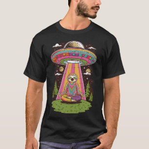 Niedlich Sloth Colorful Alien Ufo Yoga Groovy Retr T-Shirt