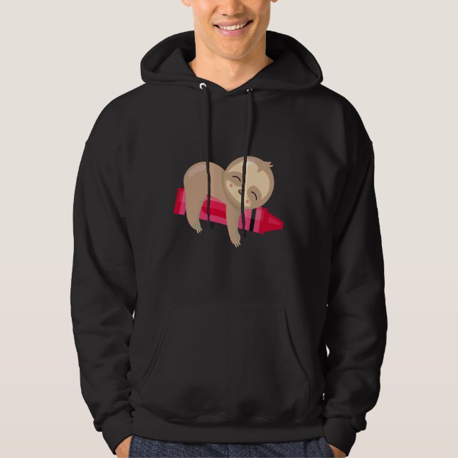 Niedlich Sloth Crayon Hoodie (Vorderseite)