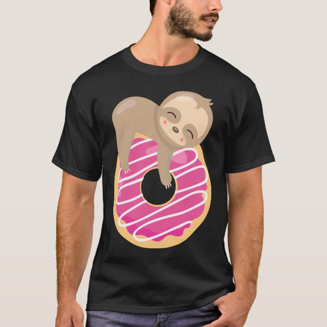 Niedlich Sloth Donut T-Shirt (Vorderseite)