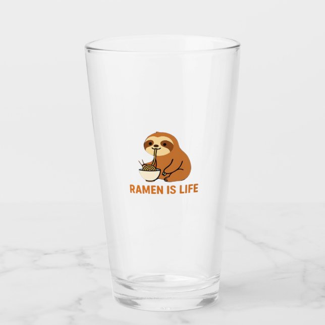 Niedlich Sloth Eating Ramen � Funny Noodle Lover D Glas (Vorderseite)