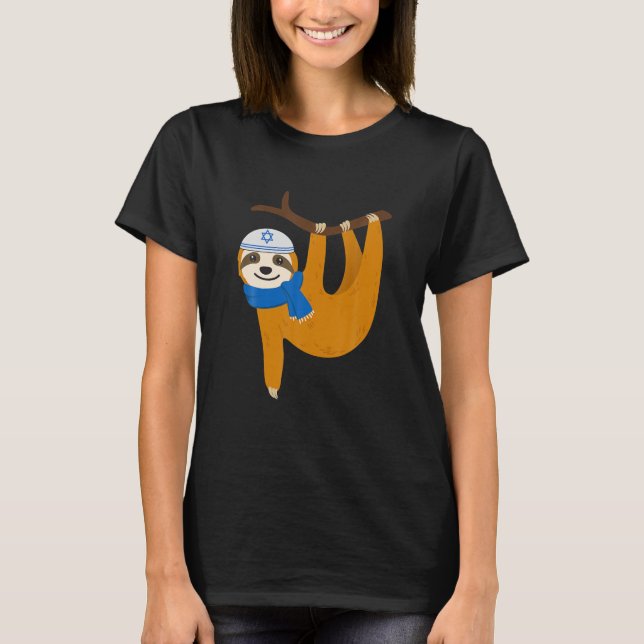 Niedlich Sloth Hanukkah Lazy Sloths Lover Juwish F T-Shirt (Vorderseite)