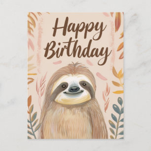 Niedlich Sloth Happy Birthday Postkarte