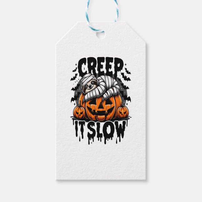 Niedlich Sloth Happy Halloween Geschenkanhänger (Vorderseite)