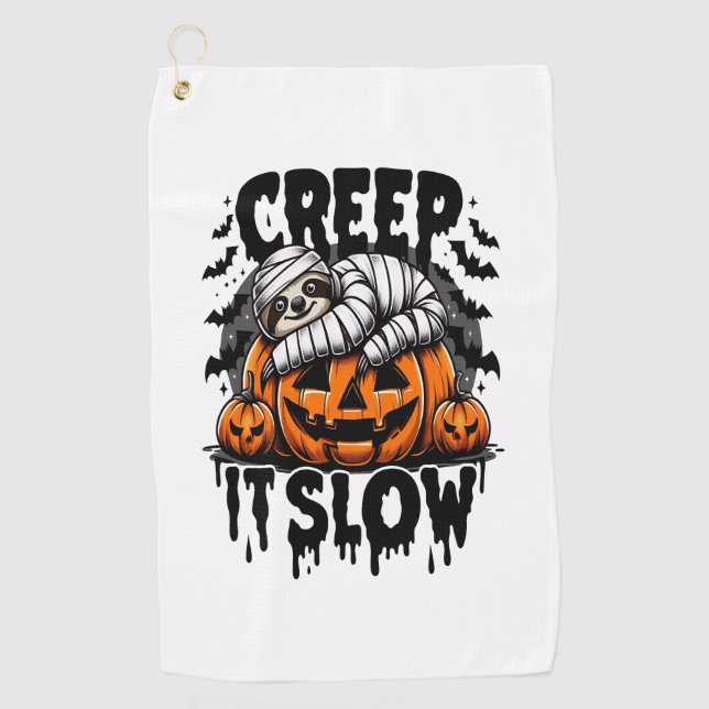 Niedlich Sloth Happy Halloween Golfhandtuch (Vorderseite)