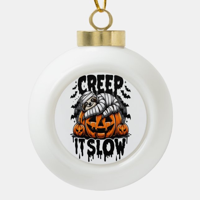 Niedlich Sloth Happy Halloween Keramik Kugel-Ornament (Vorderseite)