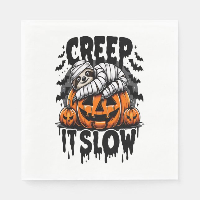 Niedlich Sloth Happy Halloween Serviette (Vorderseite)