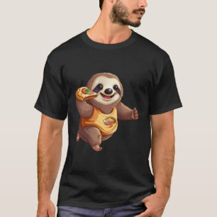 Niedlich Sloth Jogger Joggen Pizza Slice T-Shirt