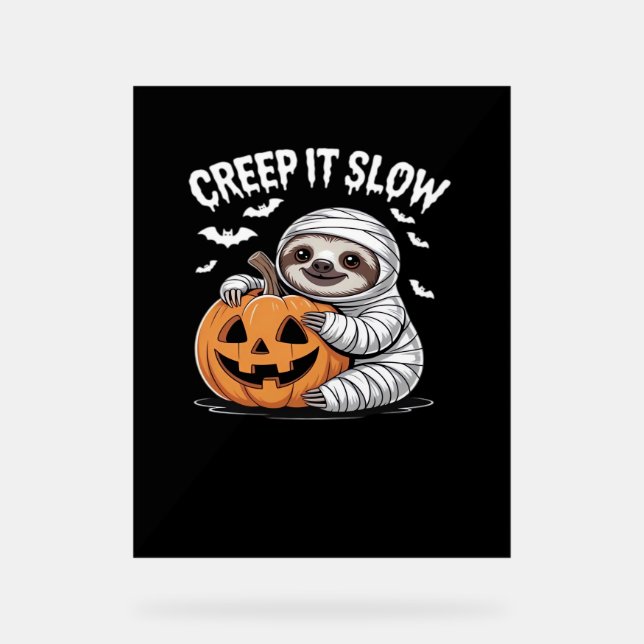 Niedlich Sloth Lovers Funny Halloween Pumpkin Esse Acrylschild (Vorderseite)