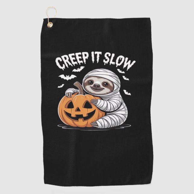 Niedlich Sloth Lovers Funny Halloween Pumpkin Esse Golfhandtuch (Vorderseite)