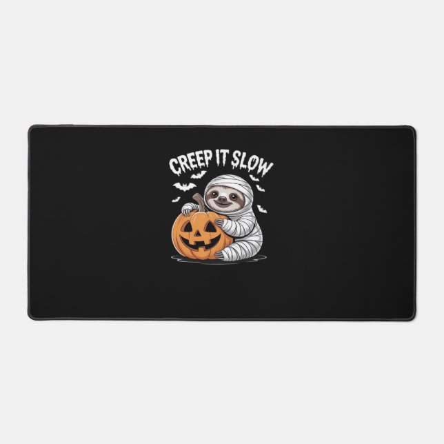 Niedlich Sloth Lovers Funny Halloween Pumpkin Esse Schreibtischunterlage (Vorderseite)