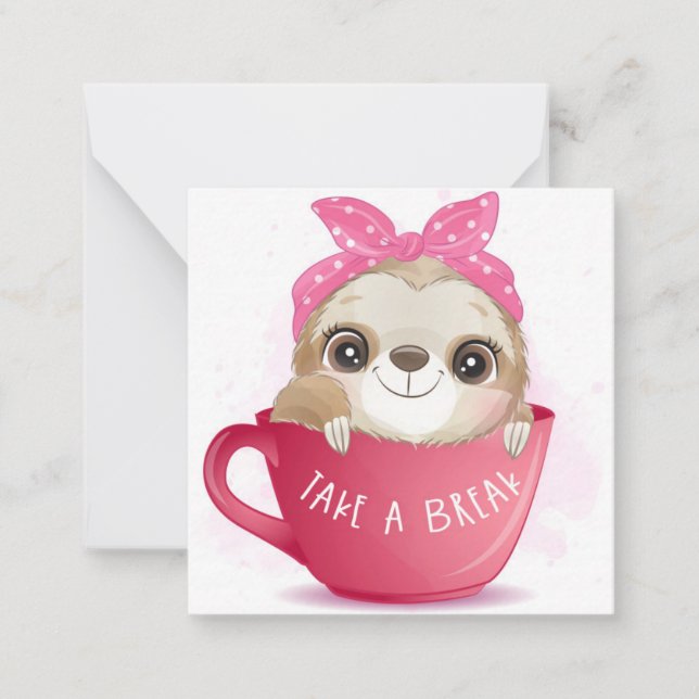 Niedlich Sloth Mitteilungskarte (Vorderseite)