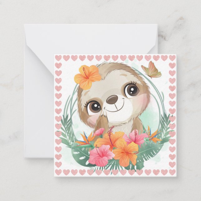 Niedlich Sloth Mitteilungskarte (Vorderseite)