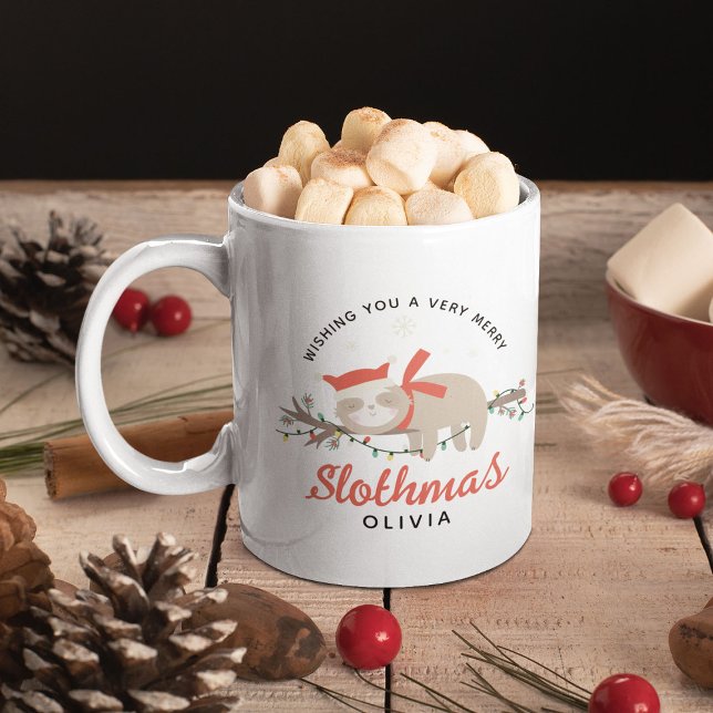 Niedlich Sloth Personalisiert Kids Weihnachten Kaffeetasse (Von Creator hochgeladen)
