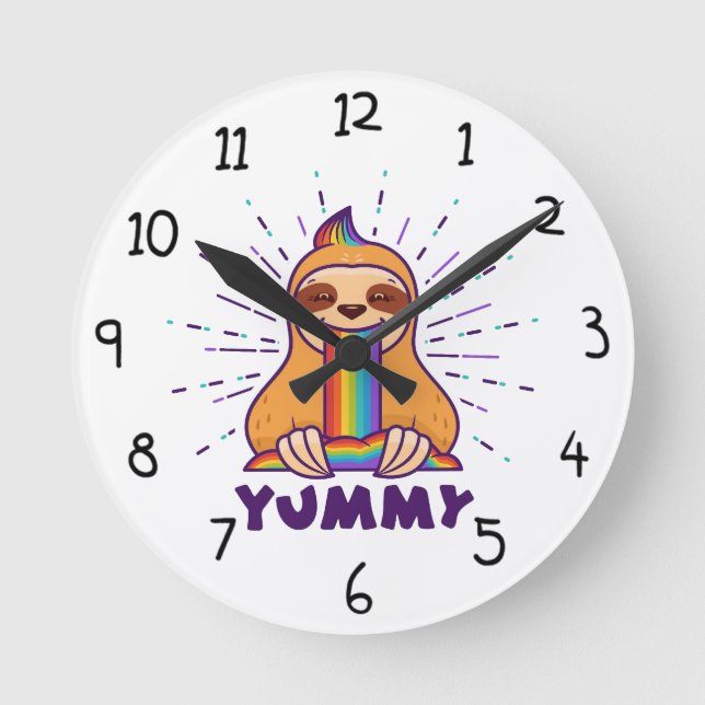 Niedlich Sloth Runde Wanduhr (Vorderseite)
