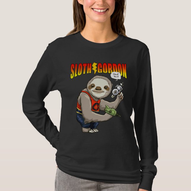 Niedlich Sloth Science Fiction Funny T-Shirt (Vorderseite)