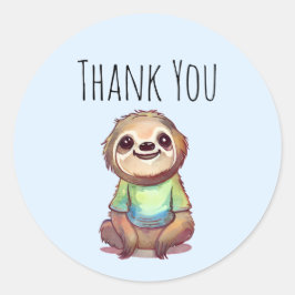 Niedlich Sloth Trading ein Shirt Danke Runder Aufkleber