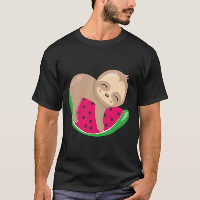 Niedlich Sloth Watermelon T-Shirt (Vorderseite)