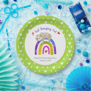 Niedlich Sloths Baby Dusche Sweet Boho Rainbow Mod Pappteller