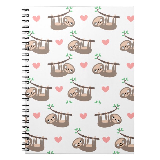 Niedlich Sloths Sloth and Hearts Notebook Notizblock (Vorderseite)