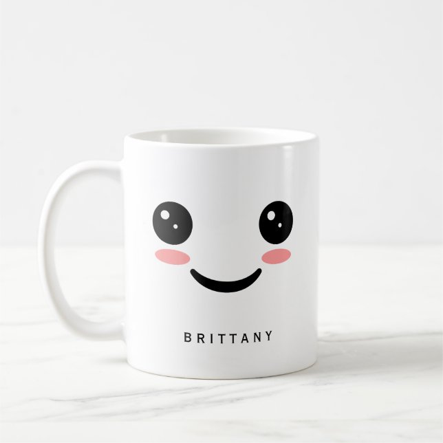 Niedlich Smile Kawaii Face Kaffeetasse (Links)