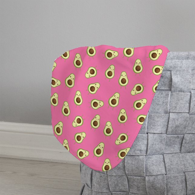 Niedlich Smiling Kawaii Avocado Pattern Sherpadecke (Von Creator hochgeladen)