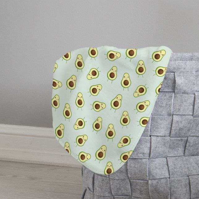 Niedlich Smiling Kawaii Avocado Pattern Sherpadecke (Von Creator hochgeladen)