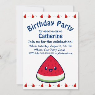 Niedlich Smiling Kawaii Watermelon Geburtstag Einladung
