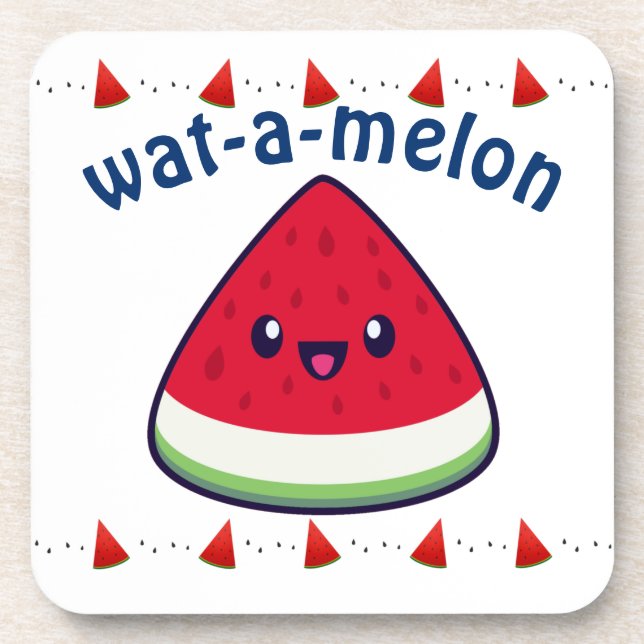 Niedlich Smiling Kawaii Watermelon Getränkeuntersetzer (Vorderseite)