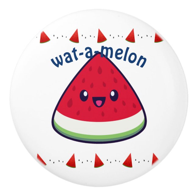 Niedlich Smiling Kawaii Watermelon Keramikknauf (Vorderseite)