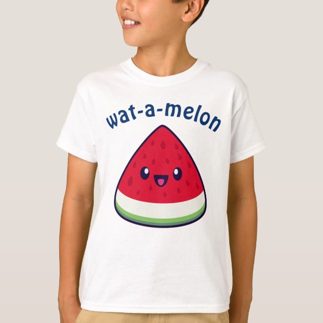 Niedlich Smiling Kawaii Watermelon T-Shirt (Vorderseite)
