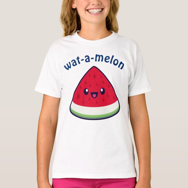 Niedlich Smiling Kawaii Watermelon T - Shirt (Vorderseite)