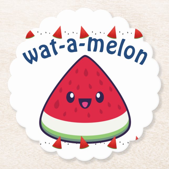 Niedlich Smiling Kawaii Watermelon Untersetzer (Vorderseite)