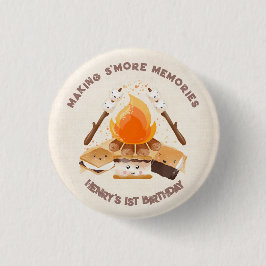 Niedlich S'more Bonfire 1. Geburtstagskarte Button