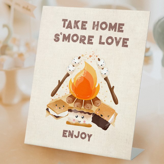 Niedlich S'more Campfire Geburtstag Gunst Pedestal Sockelschild (Cute S'more Campfire Birthday Favor Pedestal Sign)