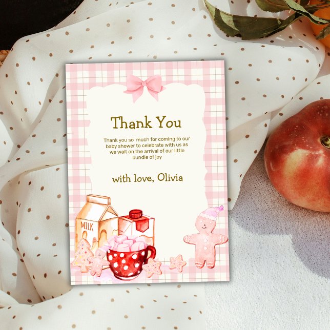 Niedlich Smore Milk Cookie Gingham Winter Baby Dus Dankeskarte (Cute Smore Milk Cookie Gingham Winter Baby Shower Thank You Card)