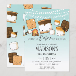 Niedlich S'more Smores Camping Bonfire Geburtstags Einladung