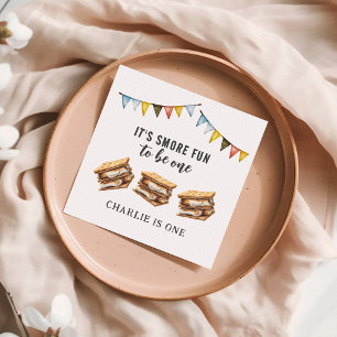 Niedlich Smores Camping Rustikal 1. Geburtstag Serviette