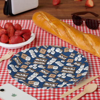 Niedlich Smores Marshmallow Illustration Pappteller