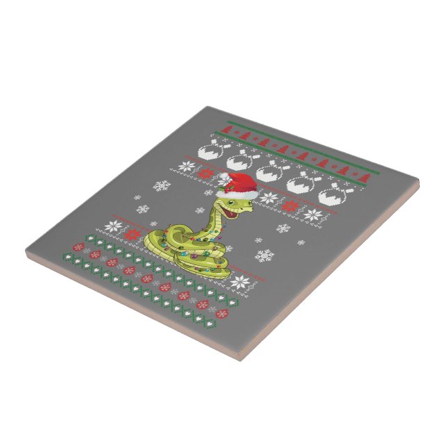 Niedlich Snake Ugly Sweater Christmas Light Pajama Fliese (Seite)
