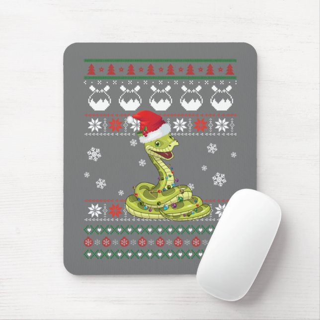 Niedlich Snake Ugly Sweater Christmas Light Pajama Mousepad (Mit Mouse)