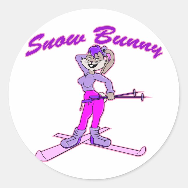 Niedlich Snow Bunny Runder Aufkleber (Vorderseite)