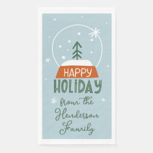 Niedlich Snow Globe Happy Holiday Light Blue Serviette
