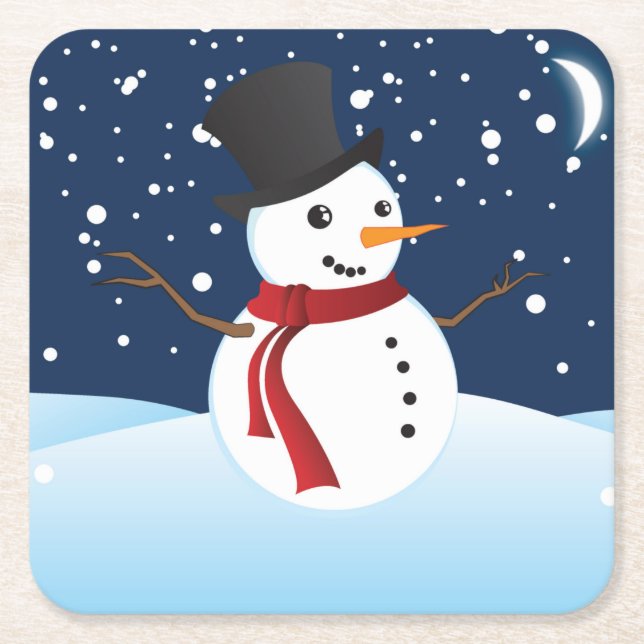Niedlich Snow Man Rechteckiger Pappuntersetzer (Vorderseite)