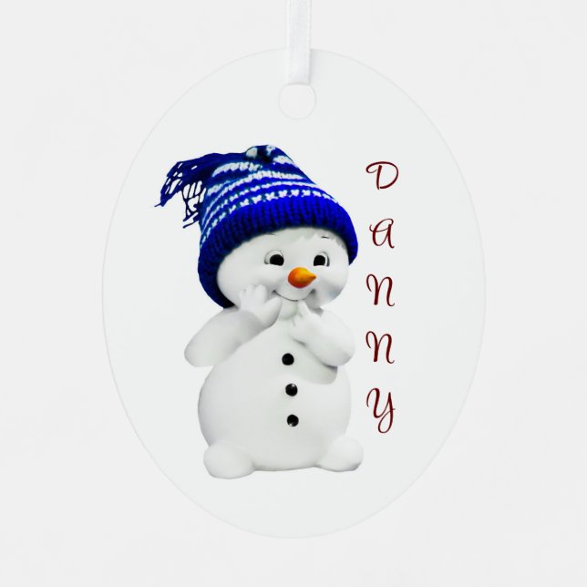 Niedlich Snowman 1. Weihnachtsfeier Ornament Aus Metall (Vorderseite)