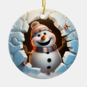 Niedlich Snowman 3D Keramik Ornament