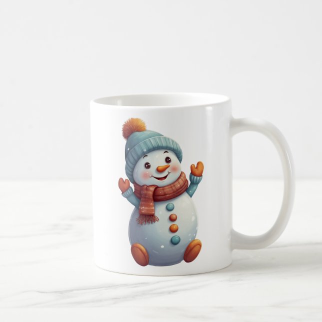 Niedlich Snowman Aquamarin Orange Winter Kaffeepau Kaffeetasse (Rechts)