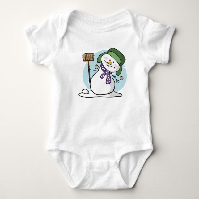 Niedlich Snowman Baby Bodysuit Strampler (Vorderseite)