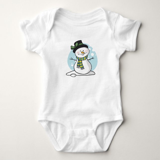 Niedlich Snowman Baby Bodysuit Strampler (Vorderseite)